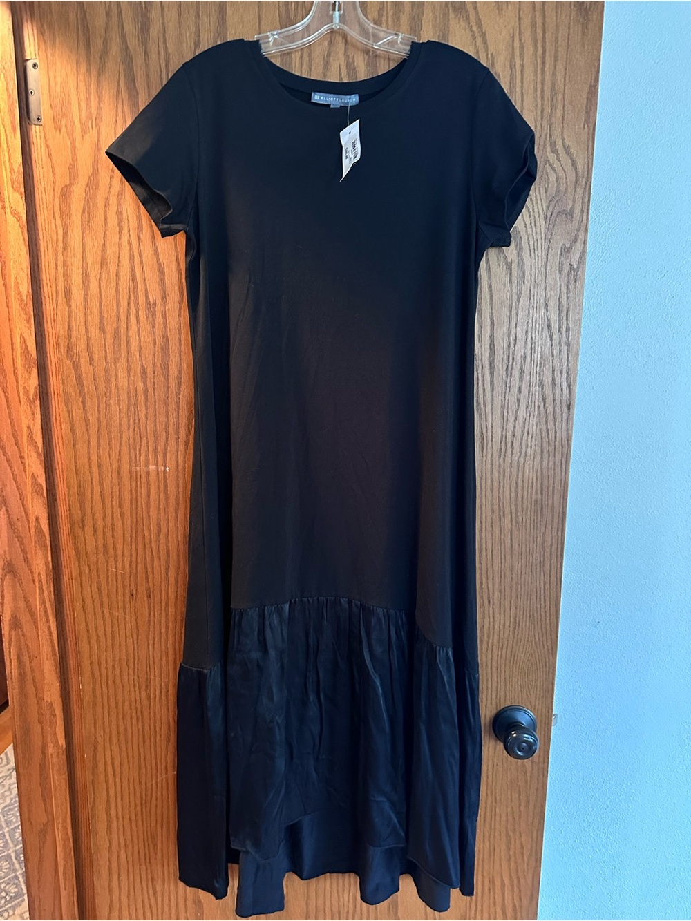 Elliott Lauren Black Short-Sleeve Ruffle-Hem Maxi Dress